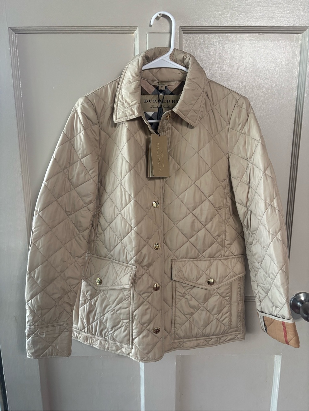 Burberry Beige Quilted Diamond Puffer Jacket